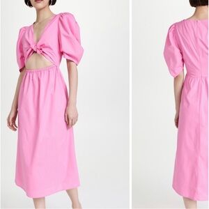 WAYF Peggy Twist Cutout Midi Dress Puff